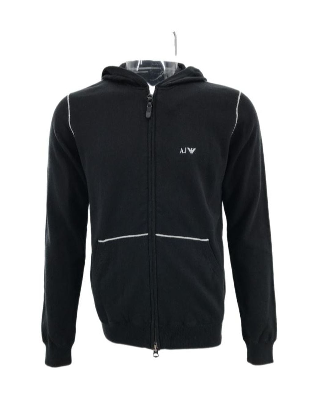Armani Jeans Blue Hooded Long-Sleeved Knitted Jacket for men