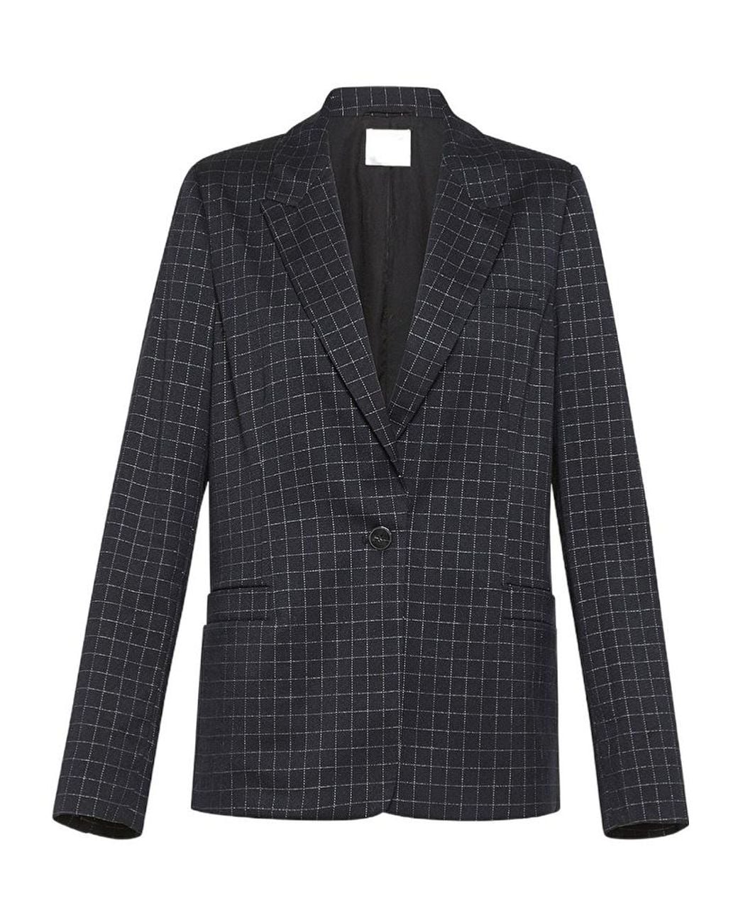 Forte_forte Blue Checked Boxy Jacket