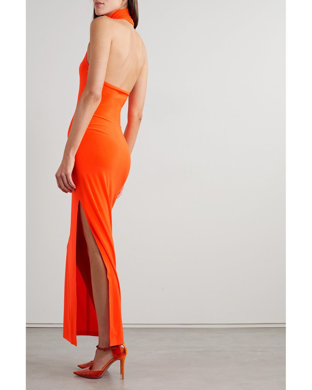 Norma Kamali Orange Minimalist Turtleneck Dress