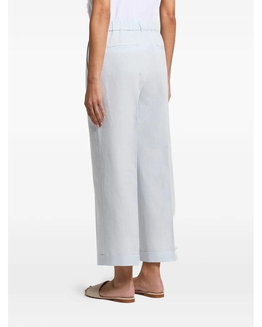 Peserico Blue Cuffed Hem Straight-Leg Trousers