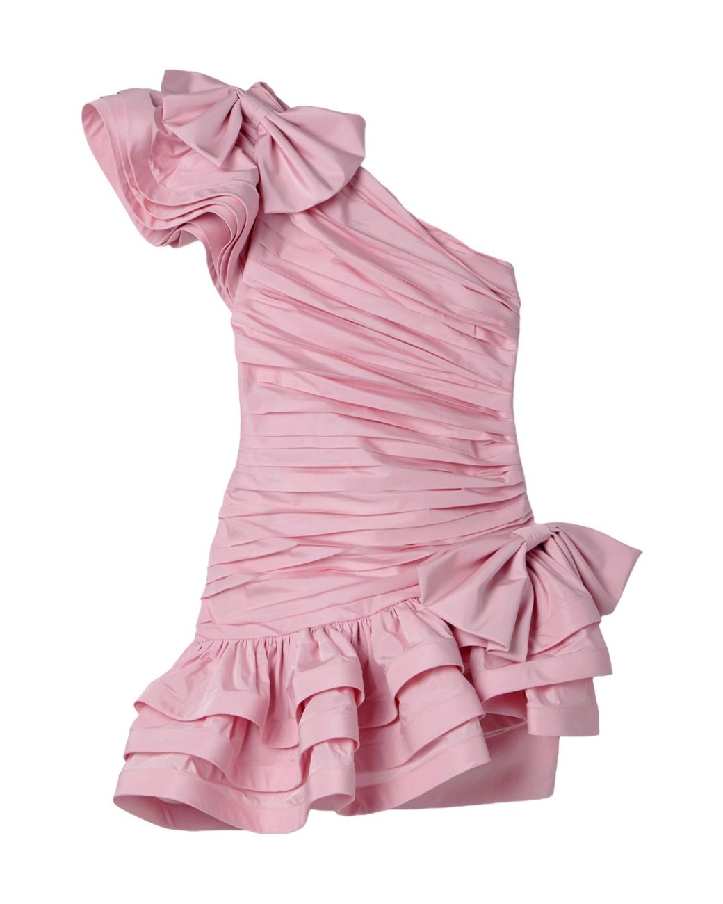 Alessandra Rich Pink Ruched Taffeta Mini Dress