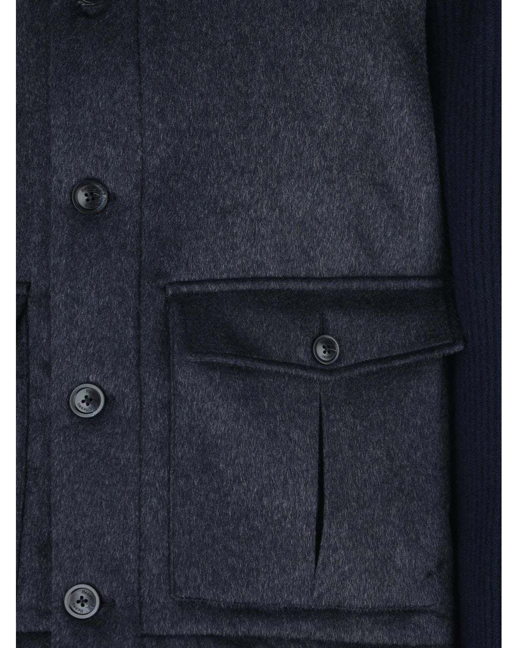 Herno Blue Knit-Panel High Collar Knitted Jacket for men