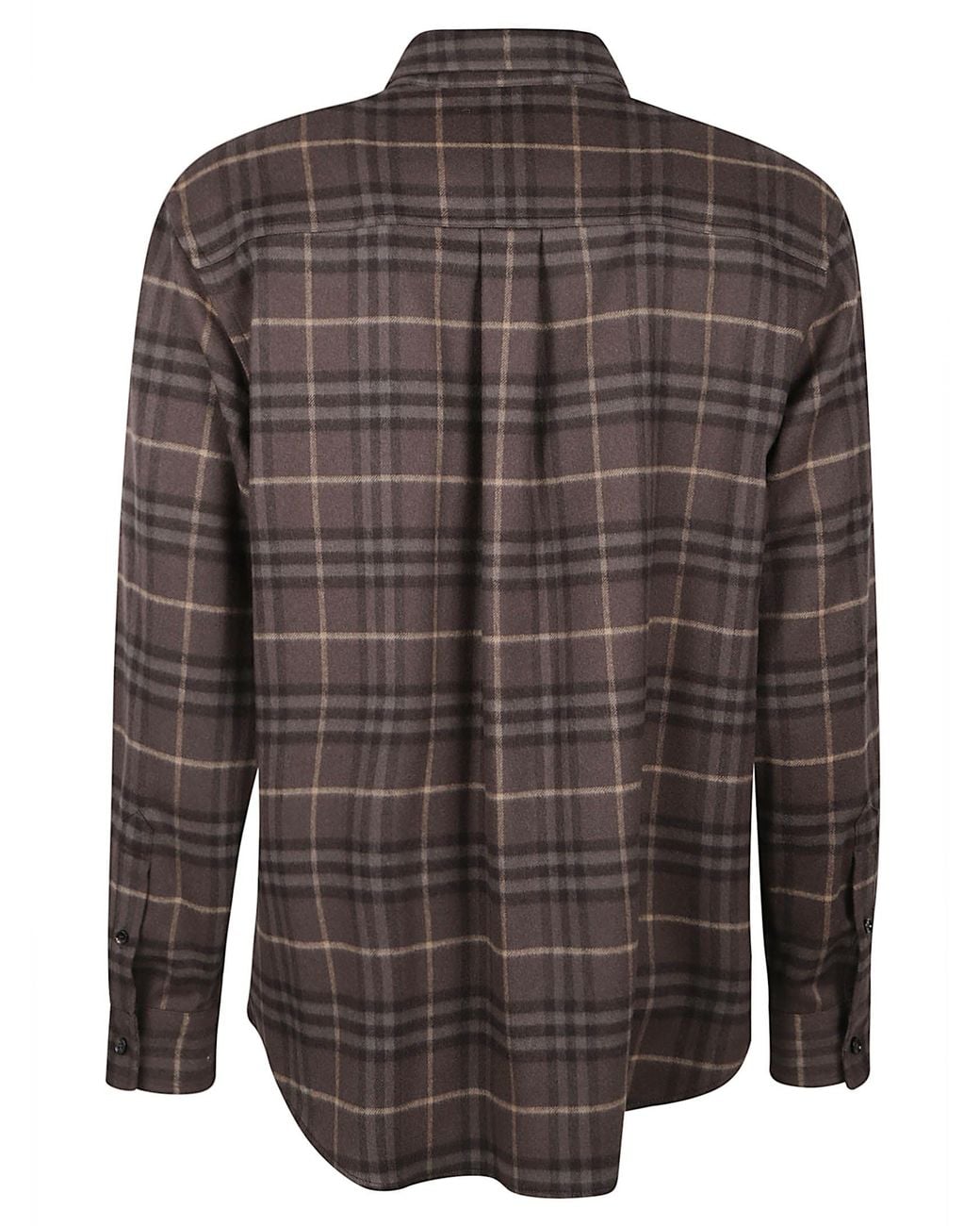 Burberry Green Wool Check Flannel Shirt for men