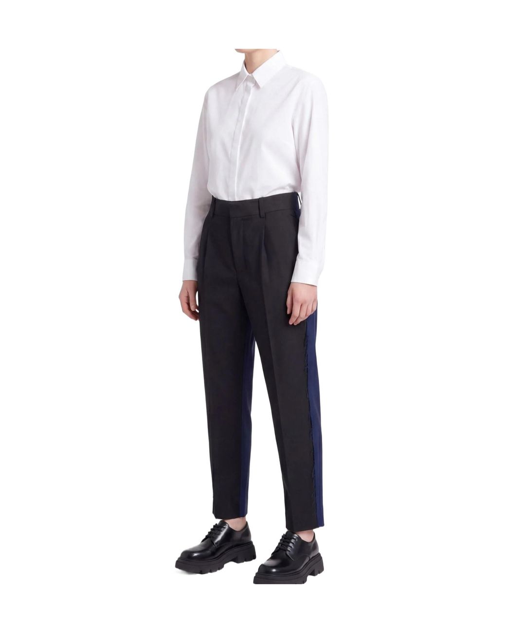 Marni Black Two-Tone Wool Tapered Trousers