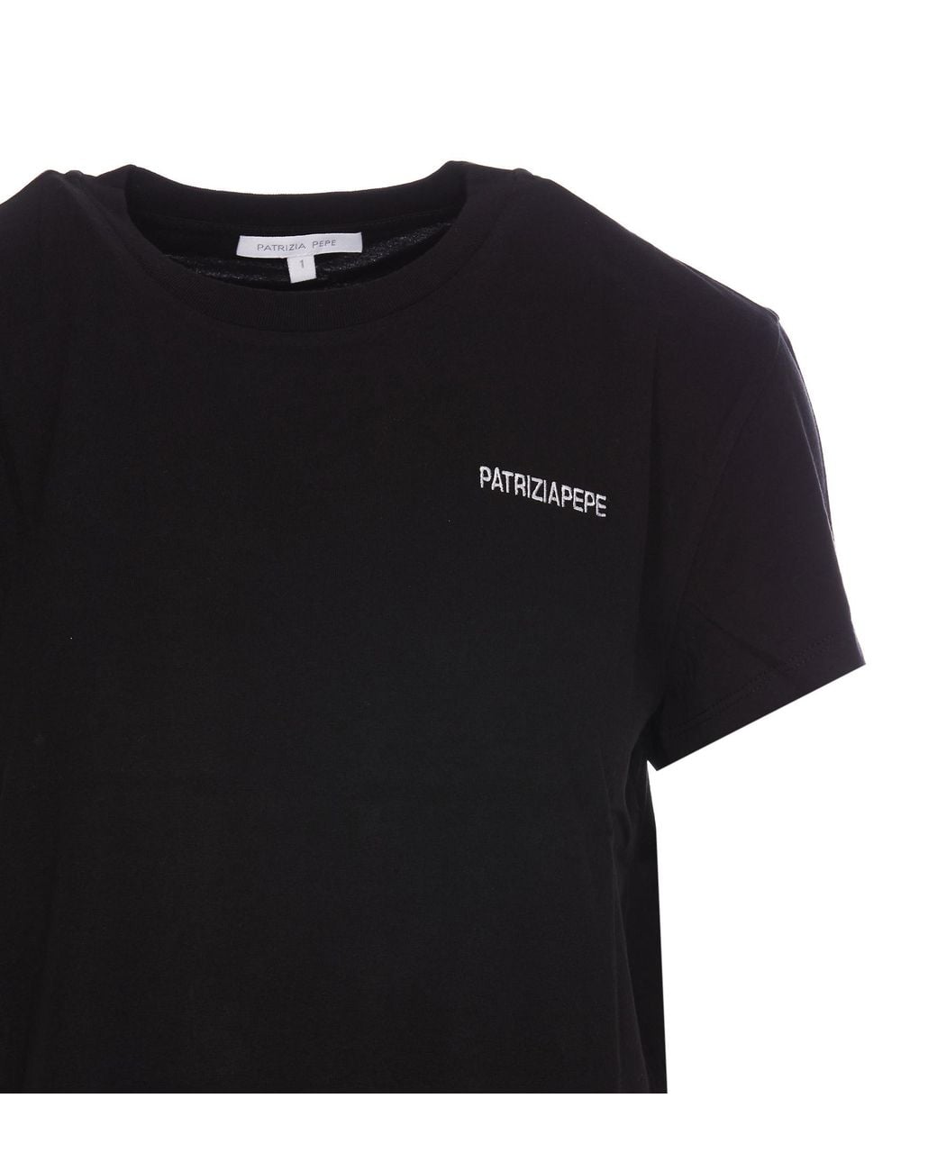 Patrizia Pepe Black Logo-Print Organic Cotton T-Shirt