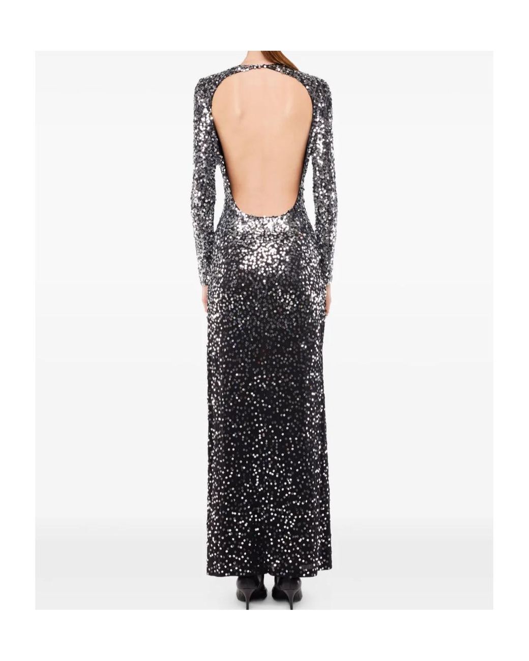 Rabanne Black Jersey Second-Skin Sequin Embellished Long Dress