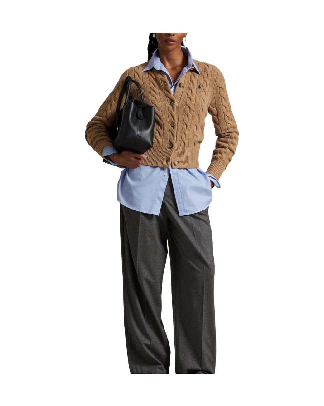 Polo Ralph Lauren Brown Cable Knit Cardigan