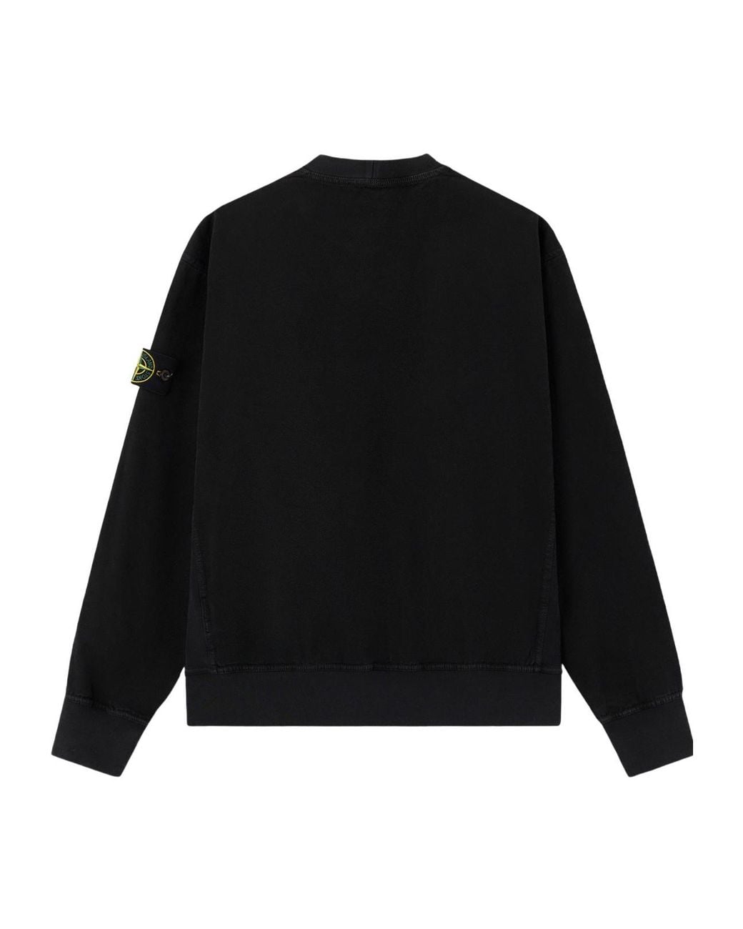 Stone Island Black Washed Effect Logo Patch Sweatshirt for men