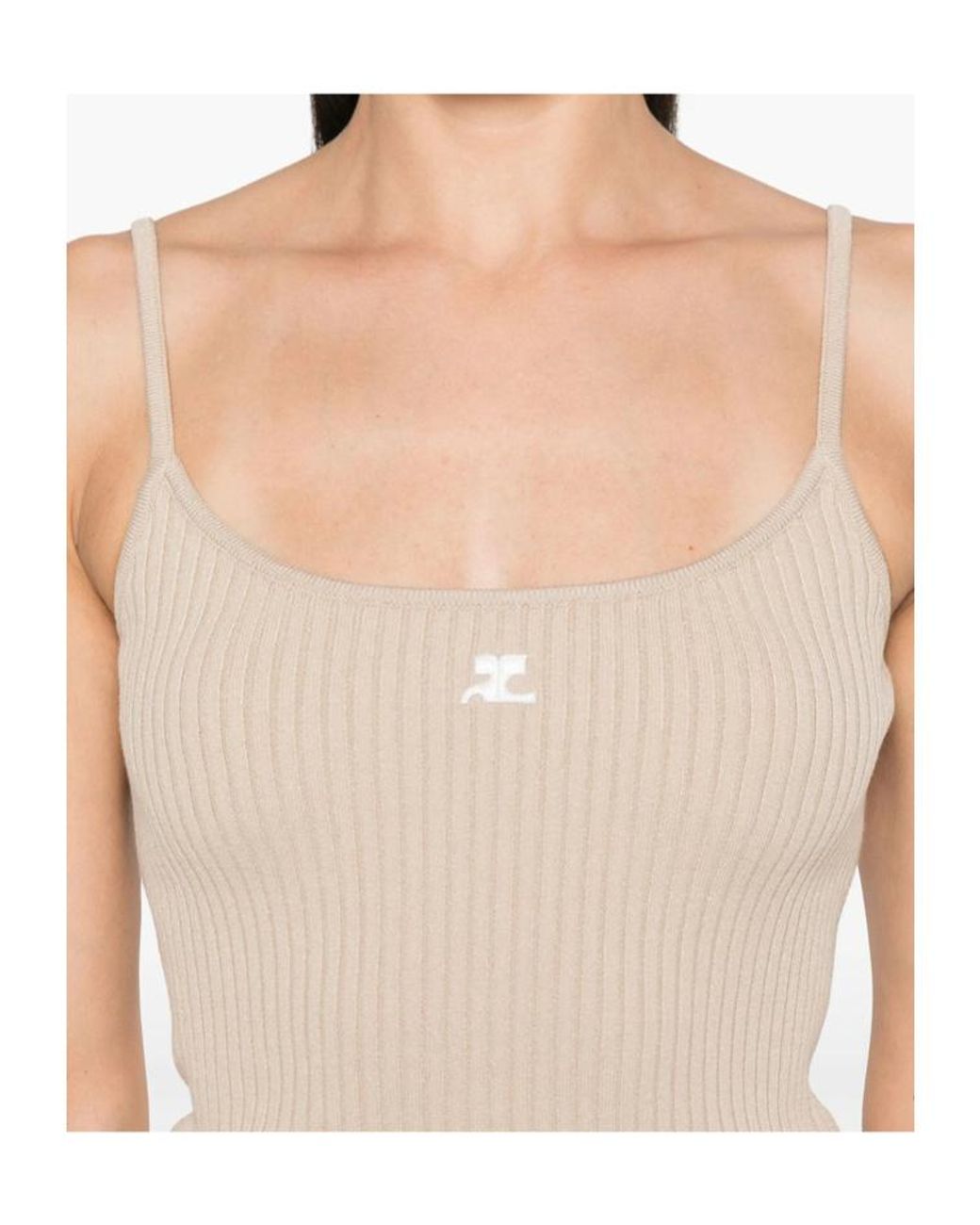 Courreges White Courrèges Ribbed-Knit Sleeveless Tank Top
