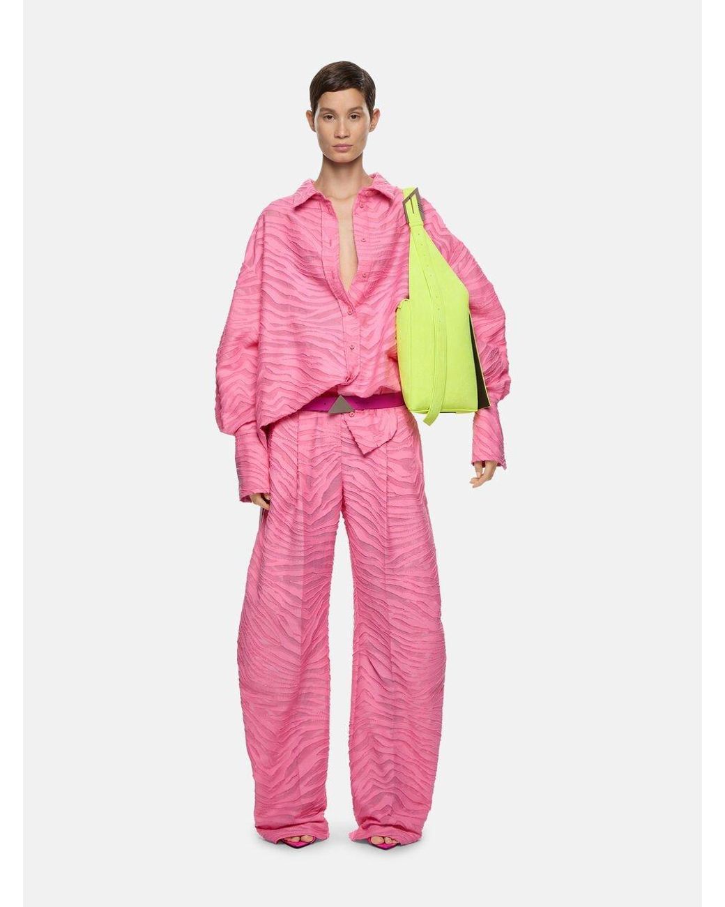 The Attico Pink The Gary Zebra-Pattern Wide-Leg Trousers