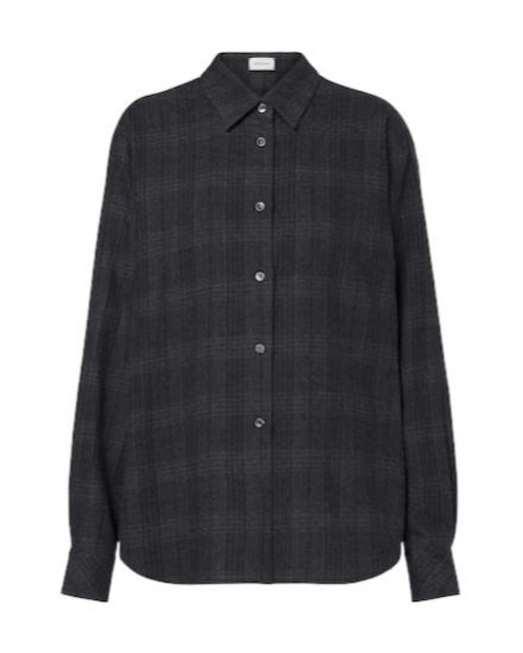 Magda Butrym Blue Classic Plaid Wool Shirt