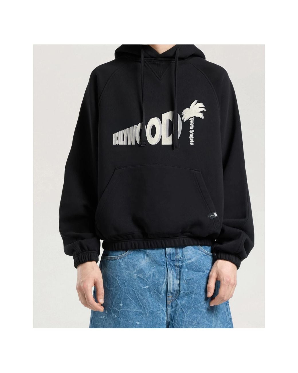 Palm Angels Black Sunset Blvd Palm Loose Hoodie for men