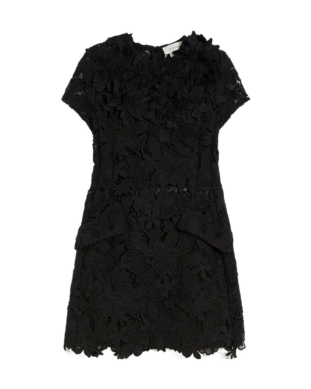 Sportmax Black Floral-Appliqué Lace Dress