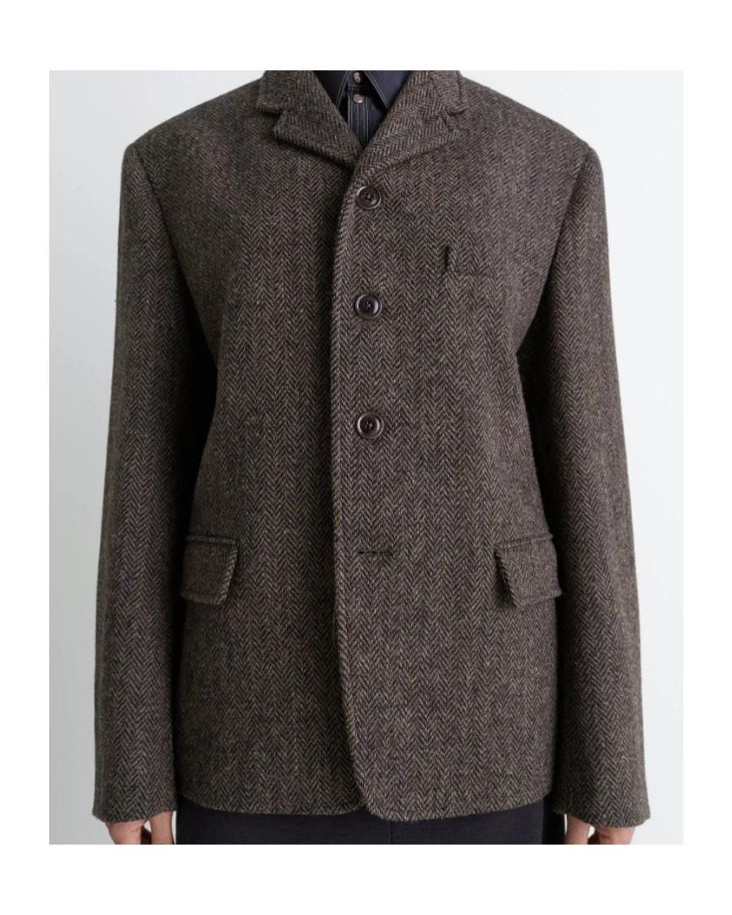 Lemaire Black Herringbone-Pattern Blazer