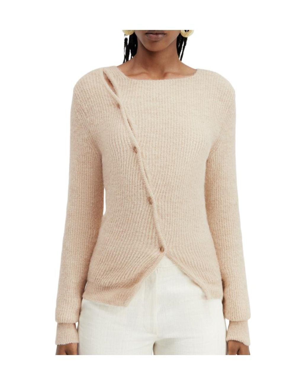 Jacquemus Natural La Pau Cut-Out Long-Sleeved Cardigan