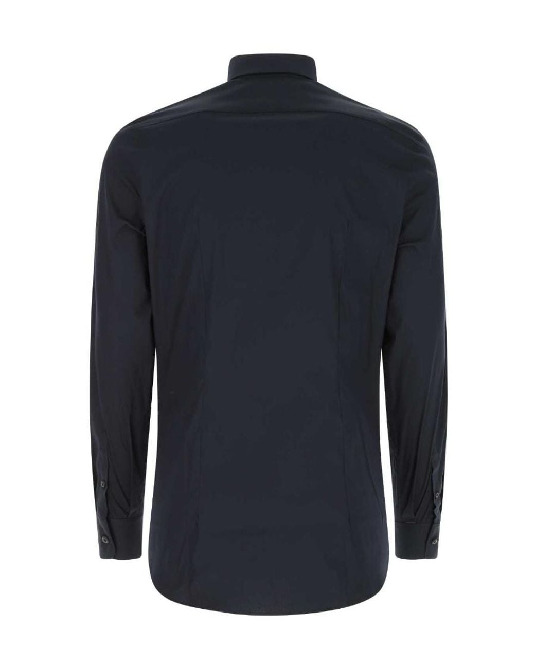 Prada Blue Stretch Cotton Shirt for men