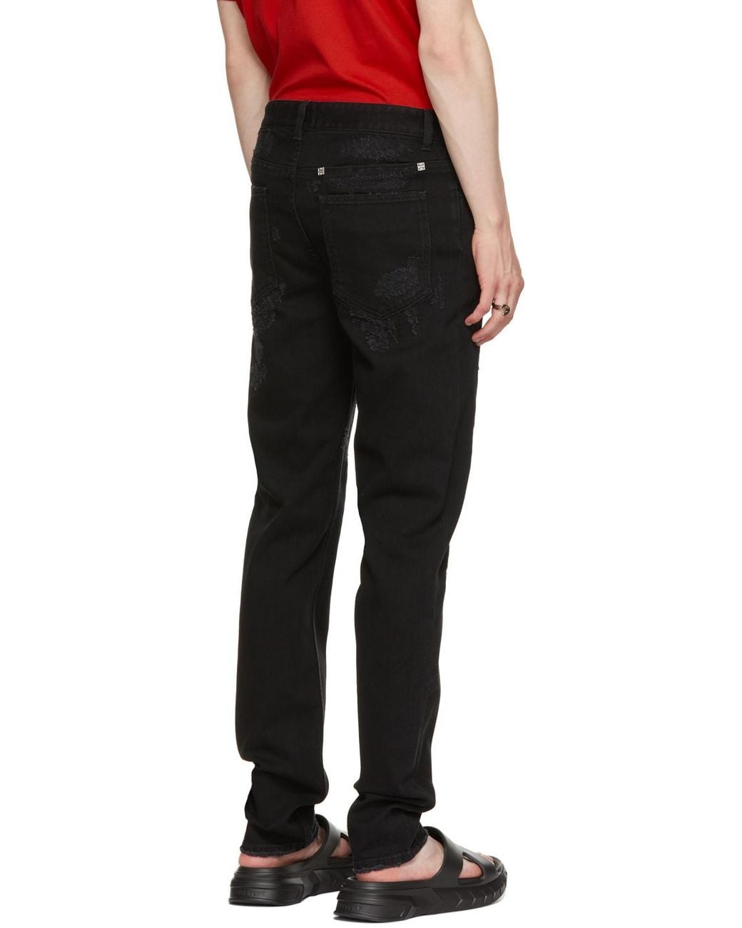 Givenchy Black Destroyed Slim Fit Jeans for men