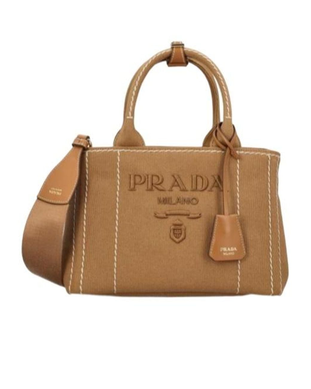 Prada Logo Single-Shoulder Bag in Brown | Lyst