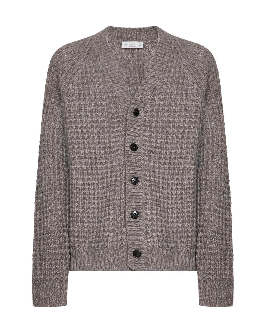 Roberto Collina Gray Textured Button-Up Cardigan for men