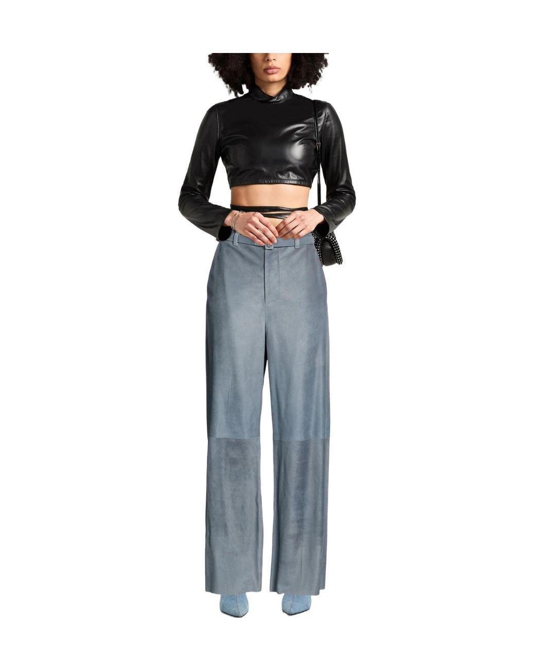 Marni Blue Solid Wide-Leg Trousers