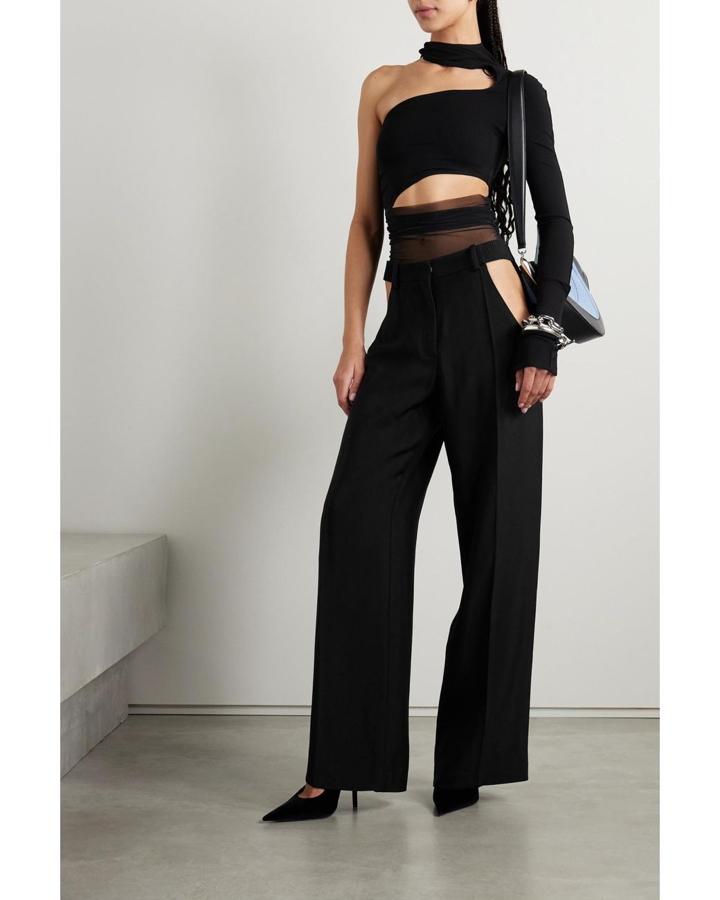 Mugler Black ミュグレー カットアウト トラウザーズ