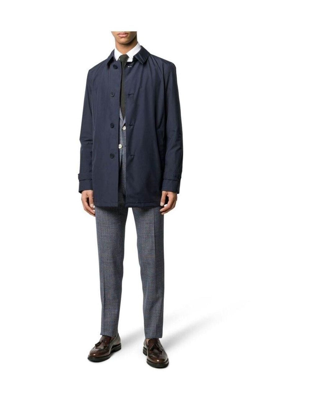 Herno Blue Buttoned Shirt Jacket for men