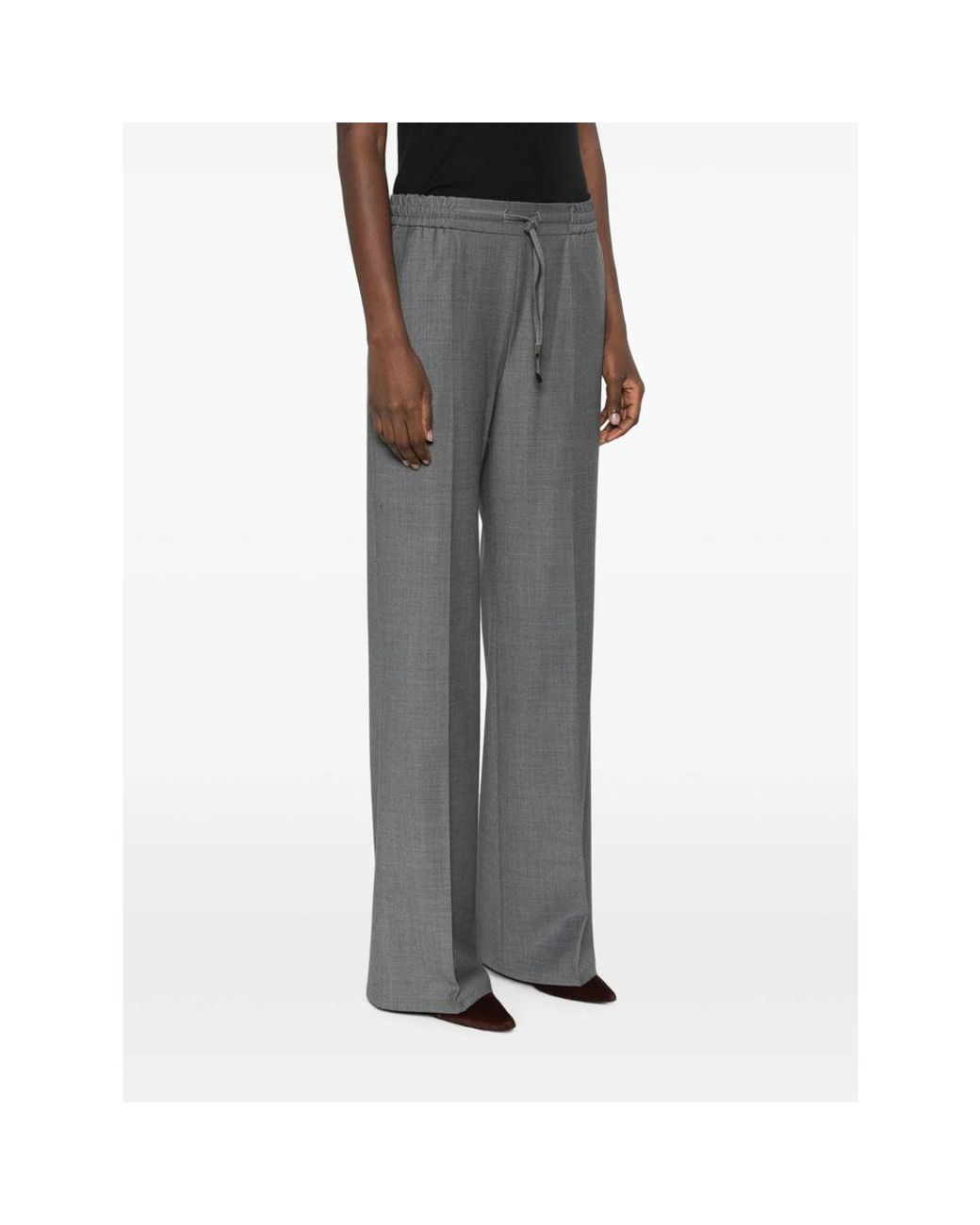 Berwich Gray Elastic-Waist Casual Trousers
