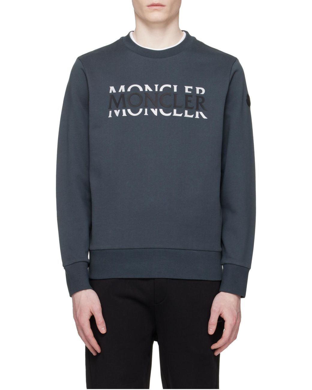 Moncler Black Branded Cotton Sweatshirt for men