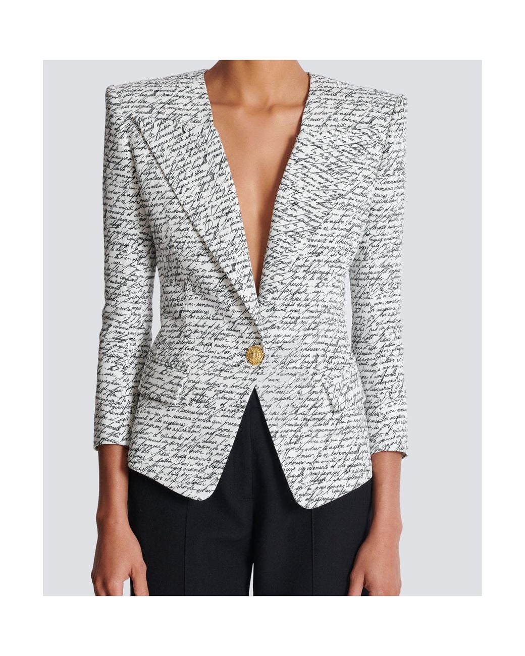 Balmain Blue Love Letter Buttoned Tailored Jacket