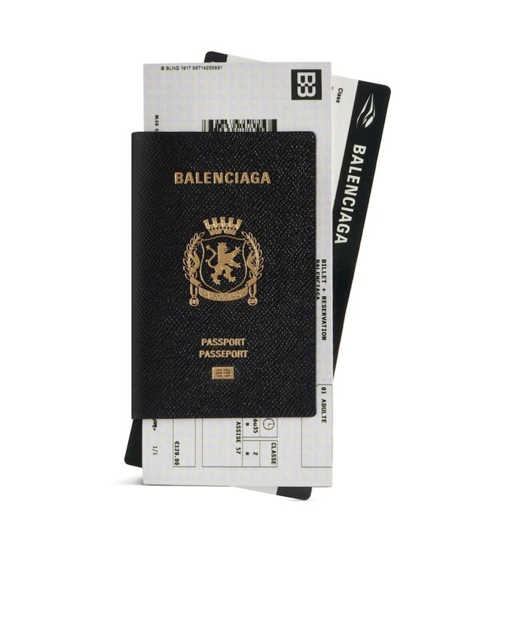 Balenciaga Black Passport 2 Tickets Long Wallet for men