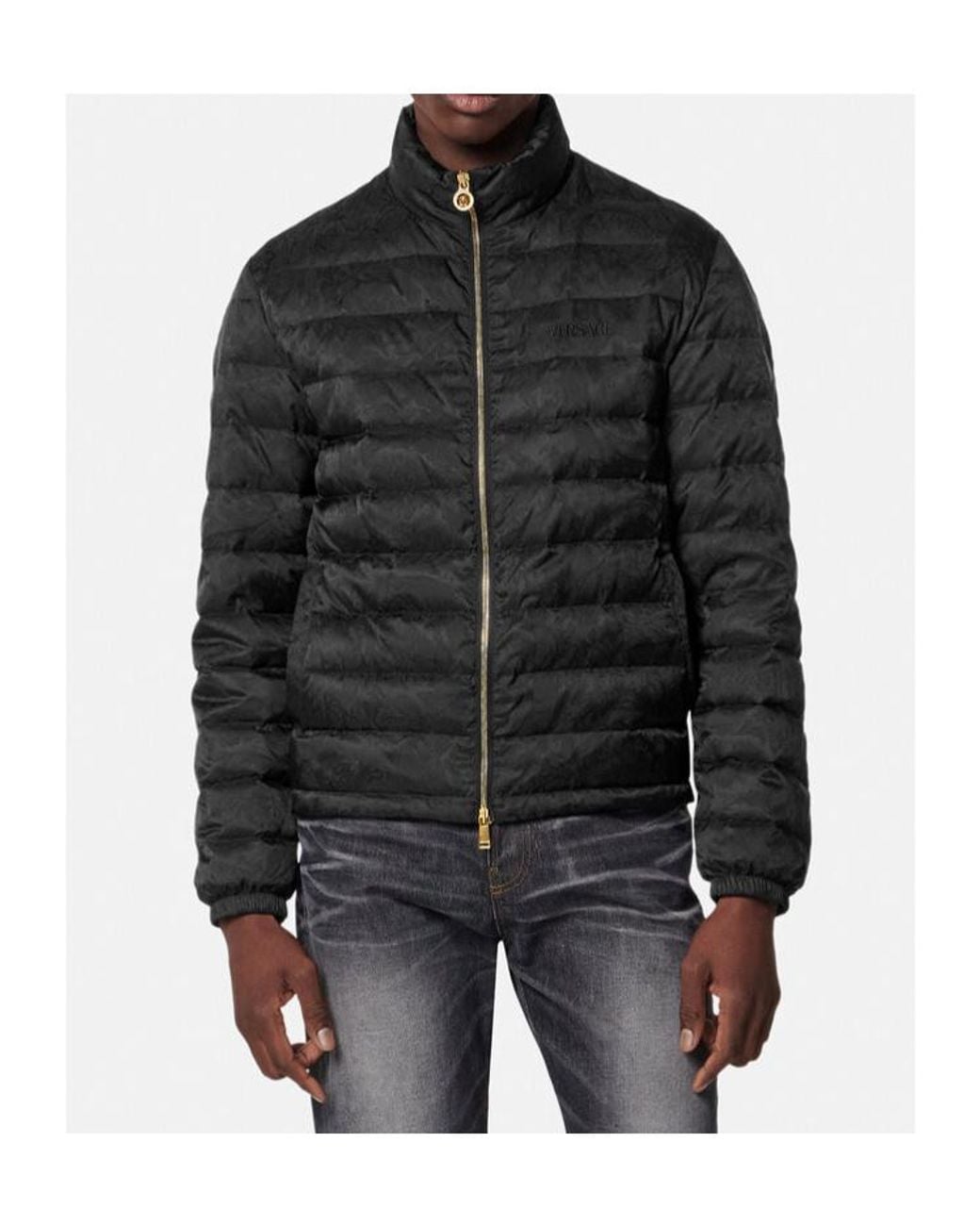 Versace Black Stand Up Collar Down Jacket for men