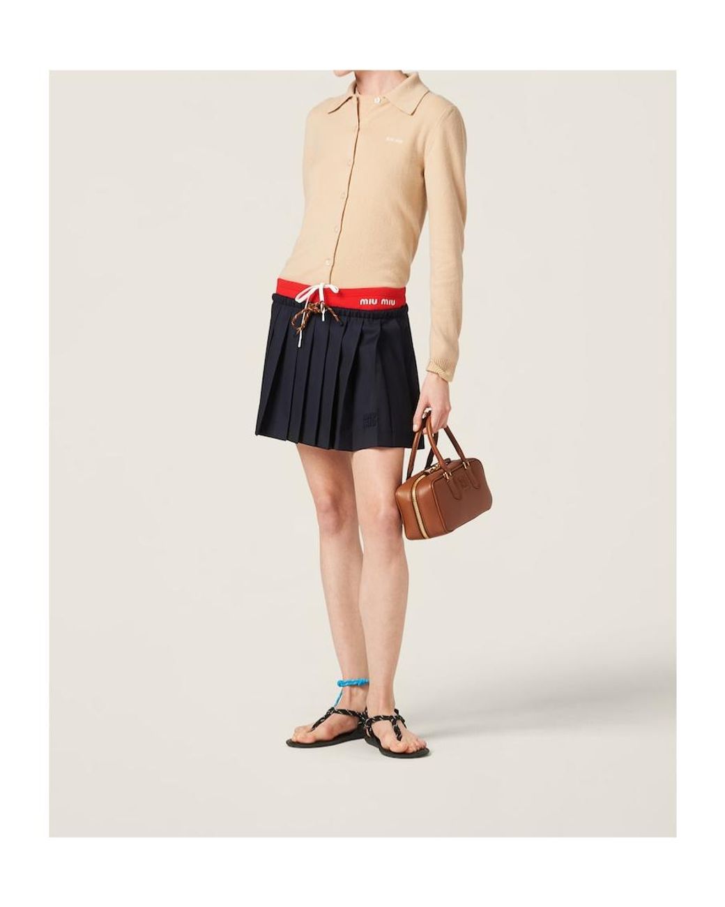 Miu Miu Blue Pleated Batavia Skirt