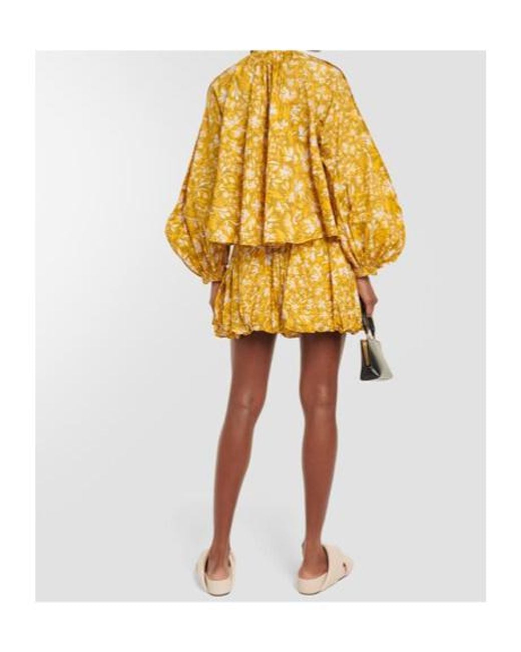 Jil Sander Yellow Floral Puff-Sleeve Blouse