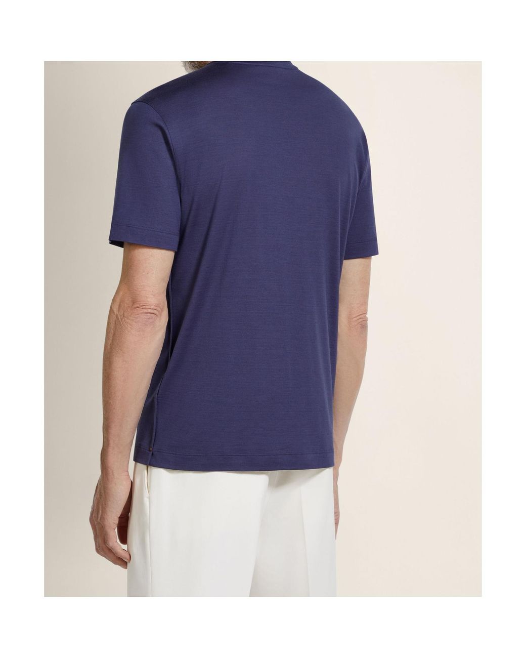 Zegna Blue Ink Vellus Aureum T-Shirt for men