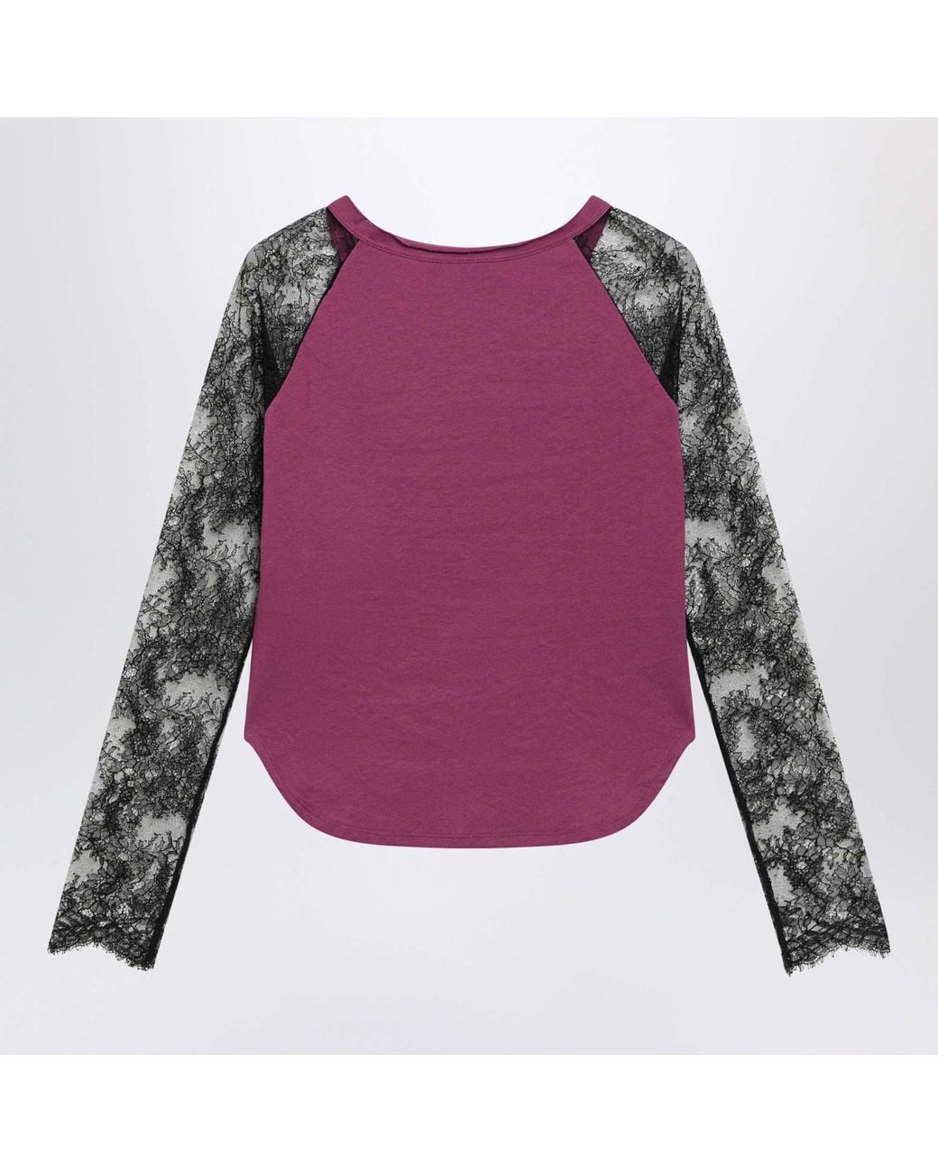 Valentino Purple Printed Crewneck Lace Top