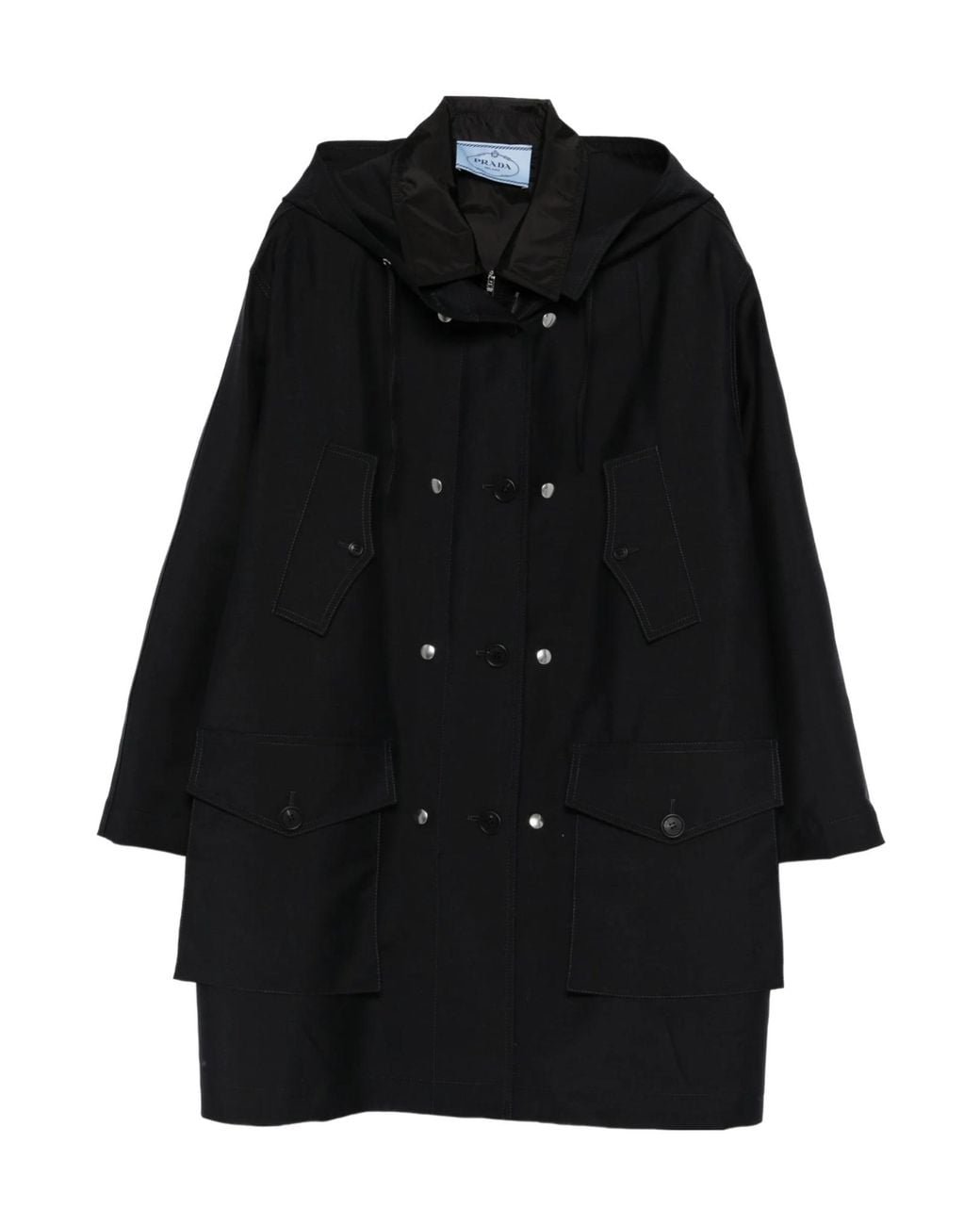 Prada Black Button-Up Hooded Jacket