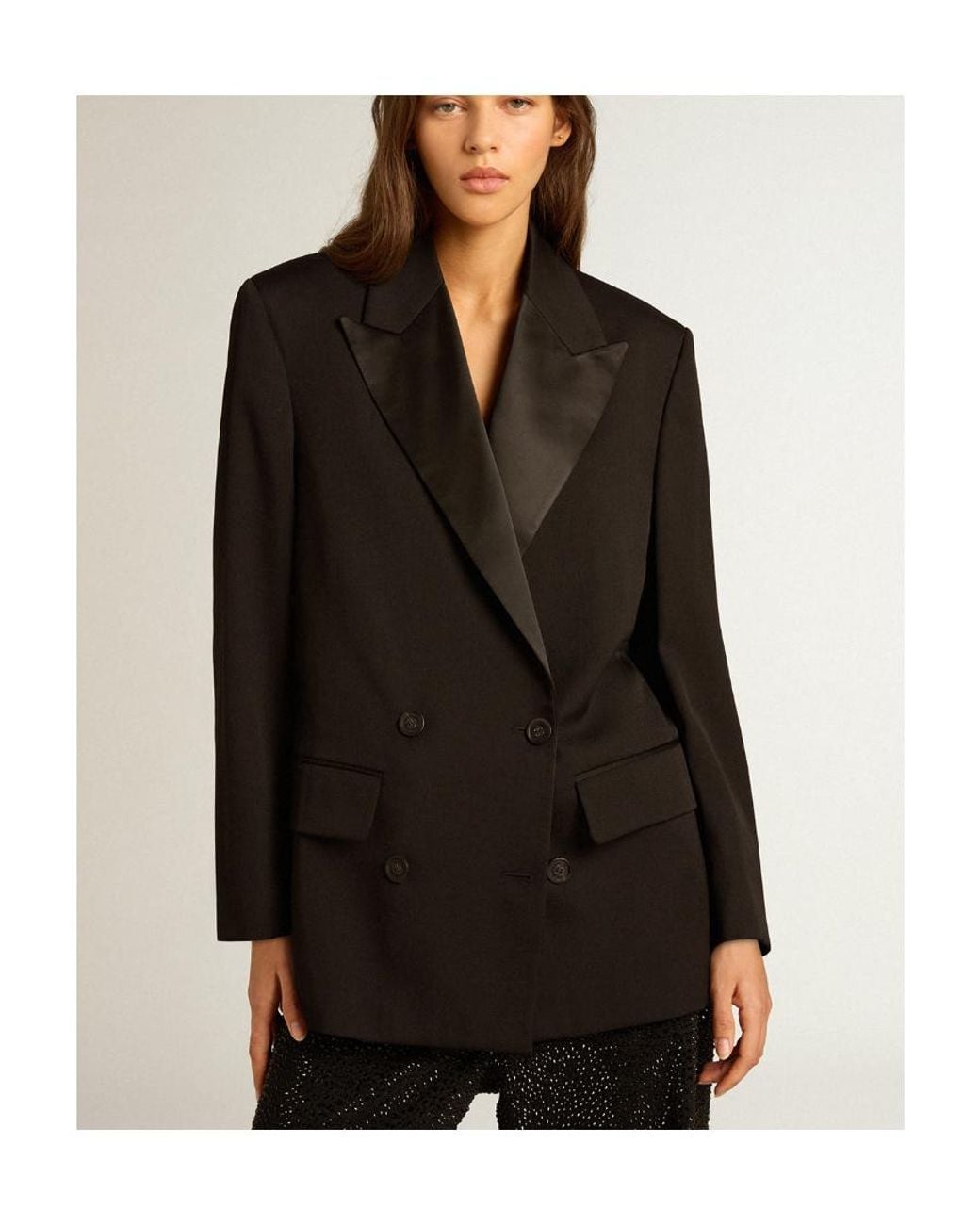 Golden Goose Deluxe Brand Black Peak-Lapels Double-Breasted Tailored Blazer