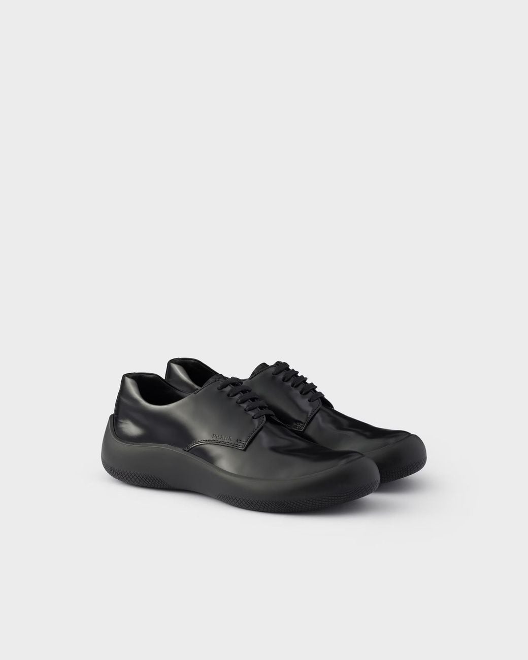 Prada Black Lace-Up Flat Shoes for men