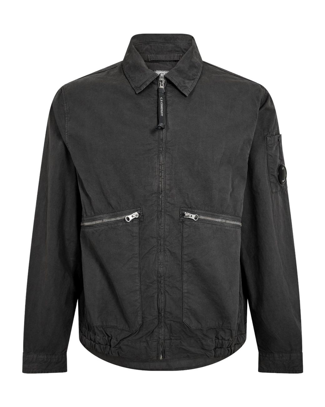 C P Company Gray Zip-Up Shirt Jacket With Collar for men