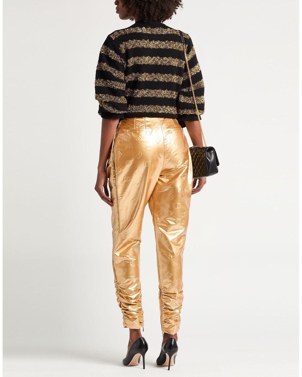 Dolce & Gabbana Metallic Slim-Fit Shiny Trousers
