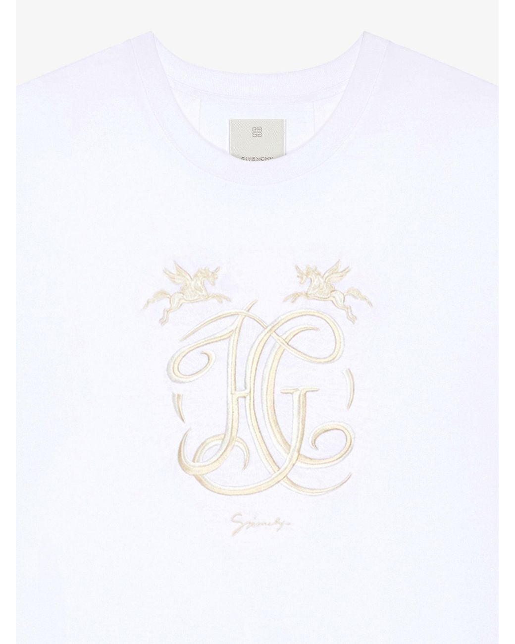 Givenchy White Logo Embroidered Crewneck T-Shirt for men