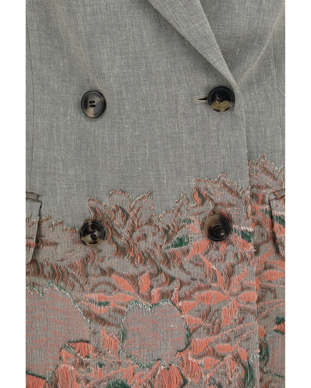 Dries Van Noten Gray Double-Breasted V-Neck Jacket