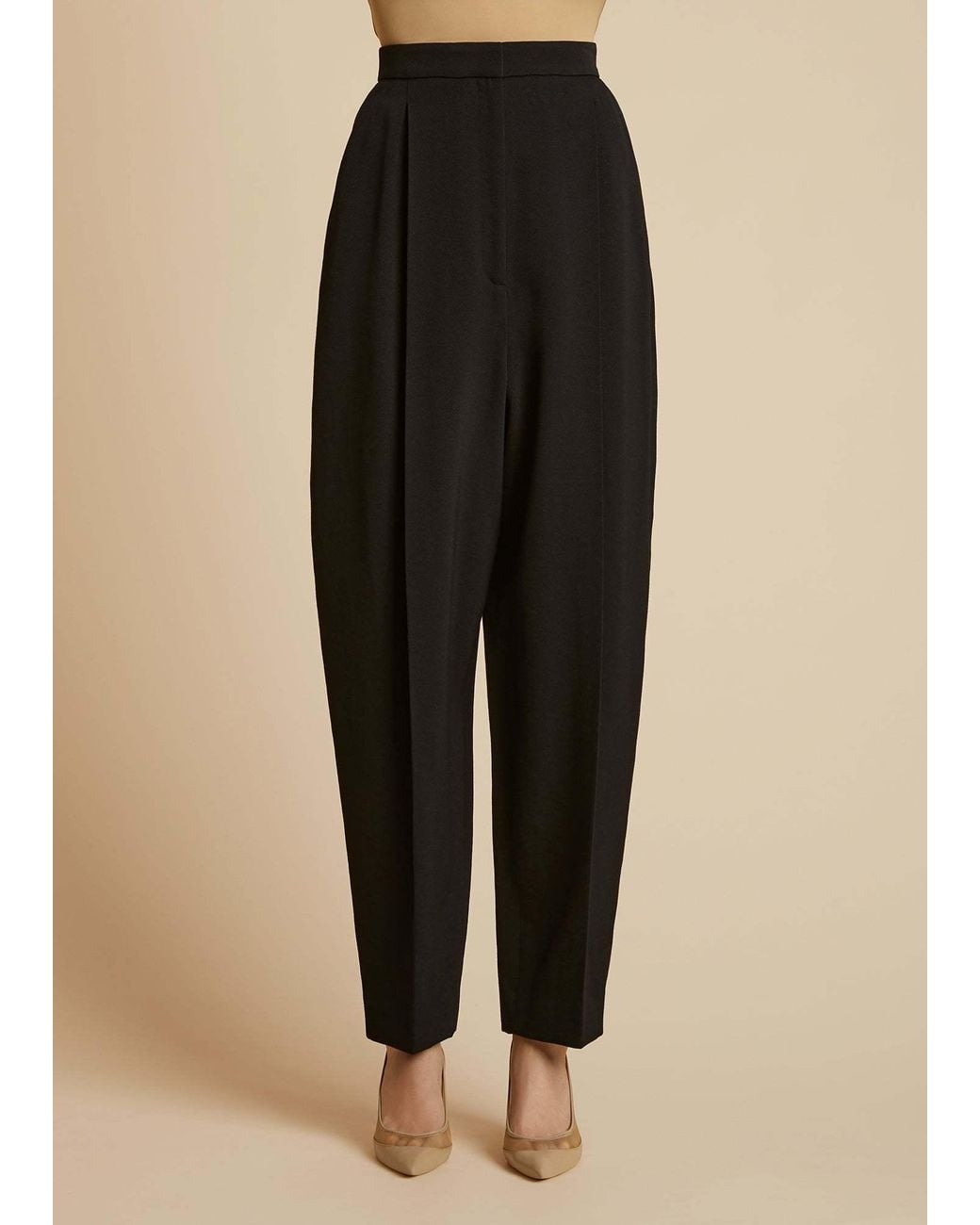 Khaite Black Ashford High-Waisted Tapered Leg Trousers
