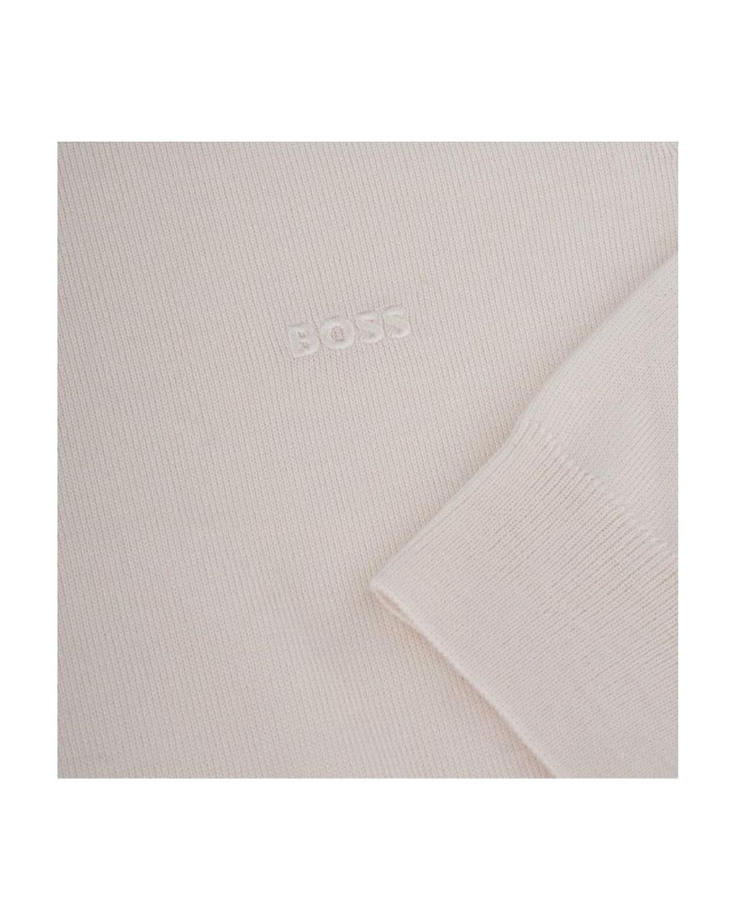 Boss White Logo-Embroidered Cotton Jumper for men