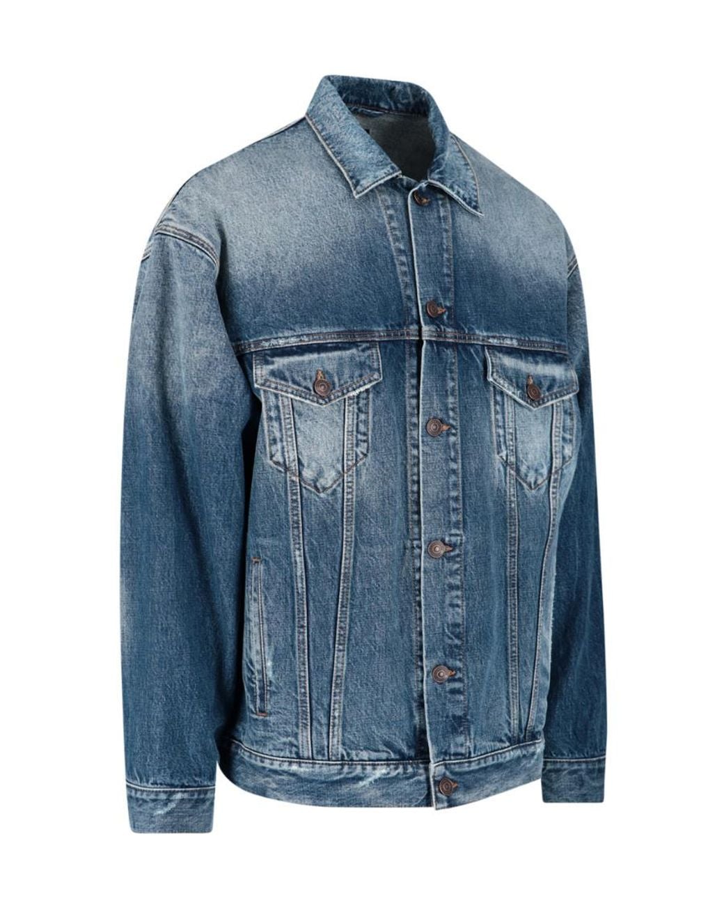 Balenciaga Blue Logo Denim Jacket for men