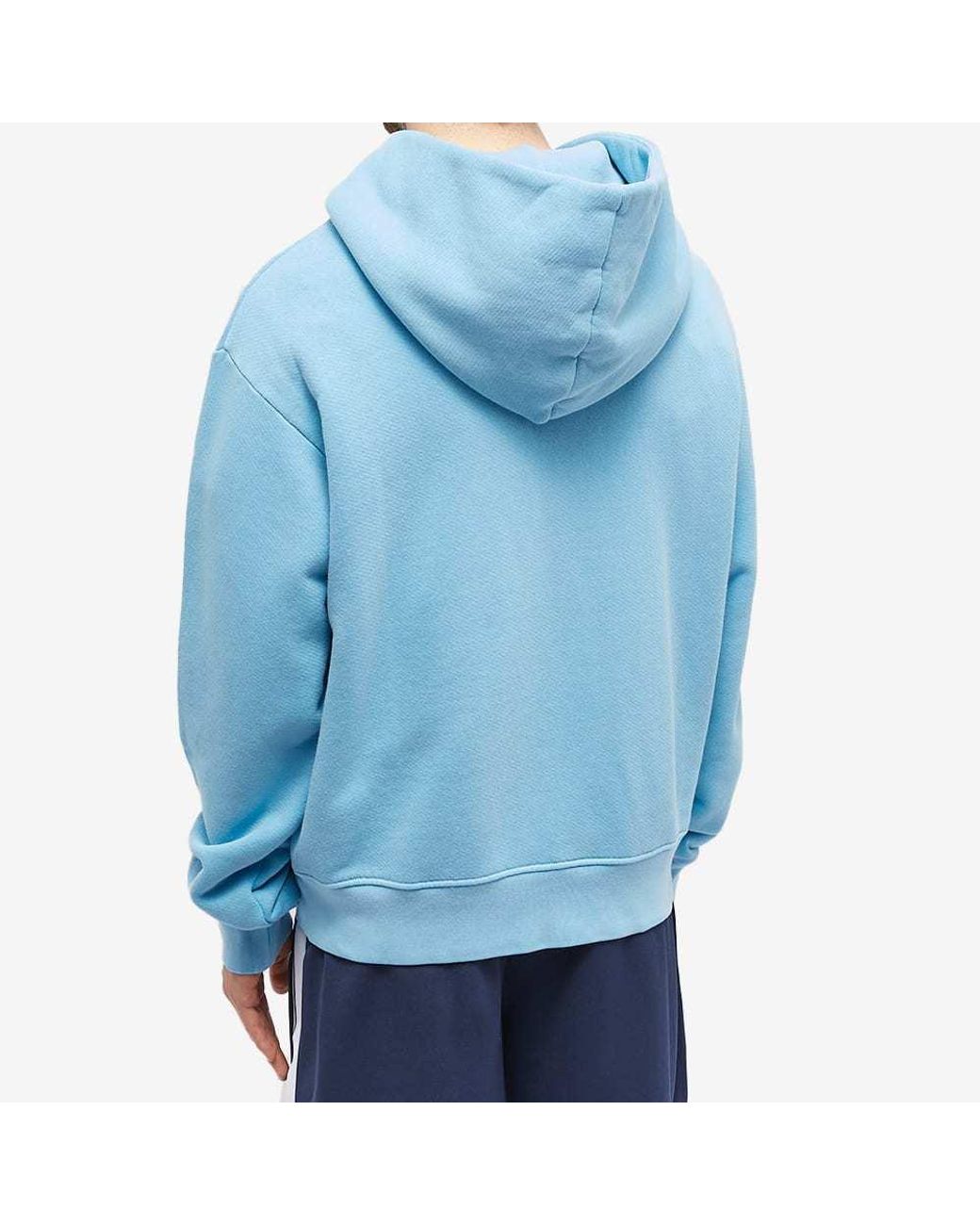 Palm Angels Blue Logo-Print Cotton Hoodie for men