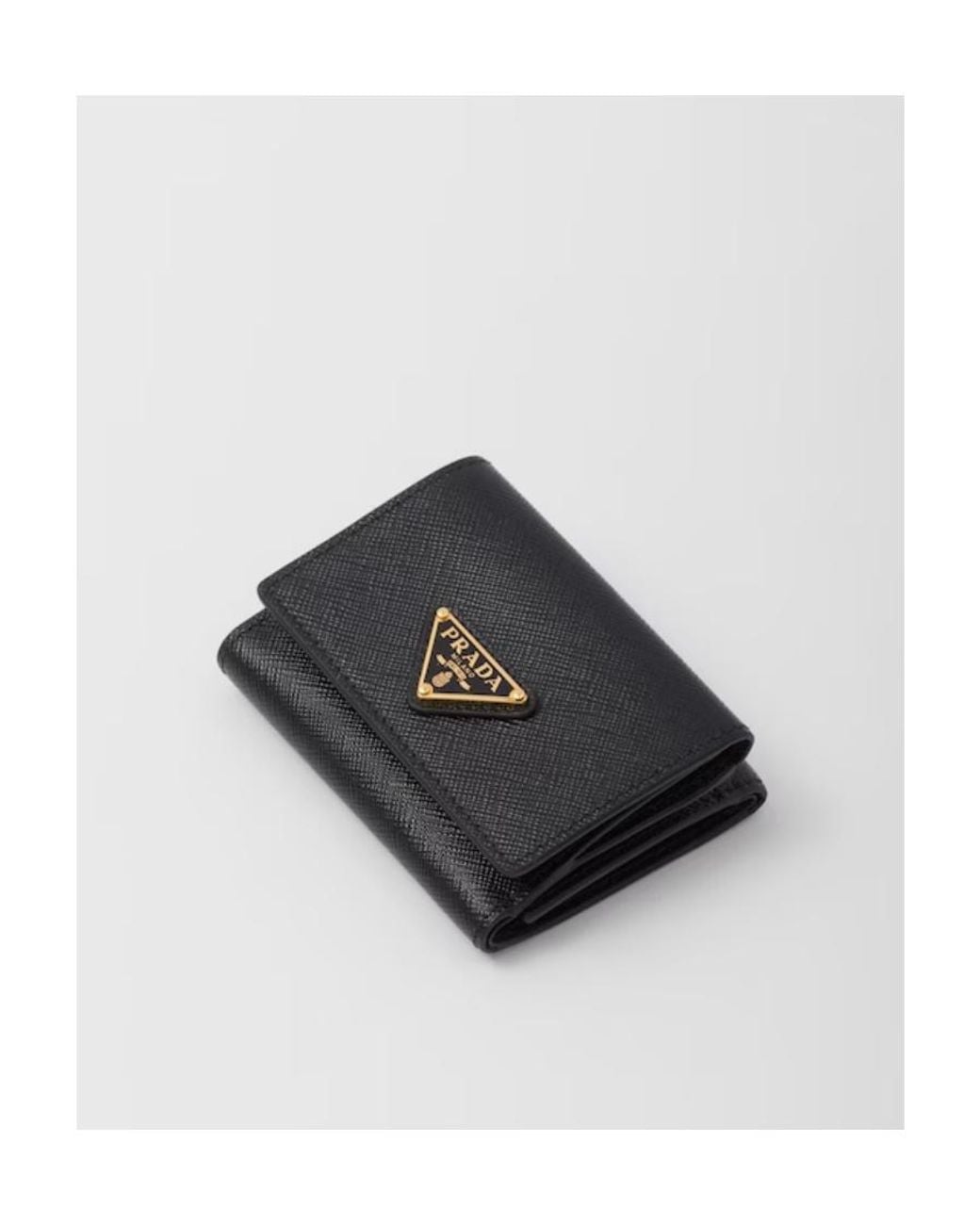 Prada Black Logo Plaque Bi-Fold Wallet
