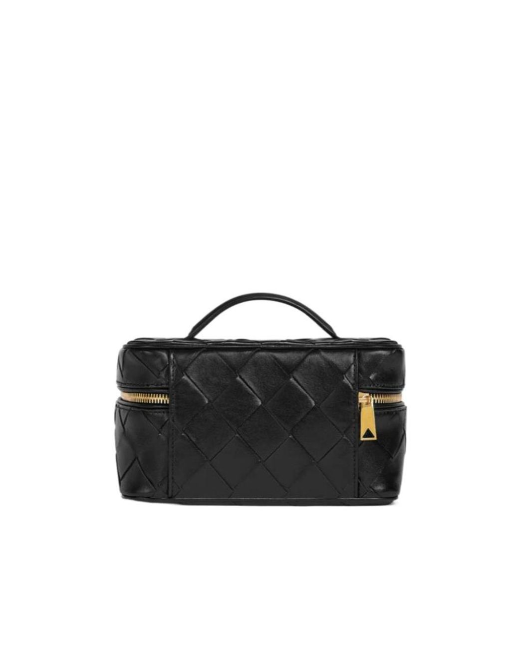 Bottega Veneta Black Intrecciato East West Zipped Vanity Case