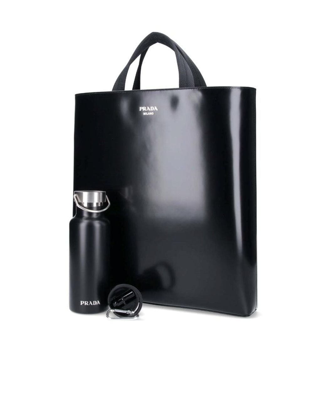 Prada Black Logo Printed Top Handle Bag for men
