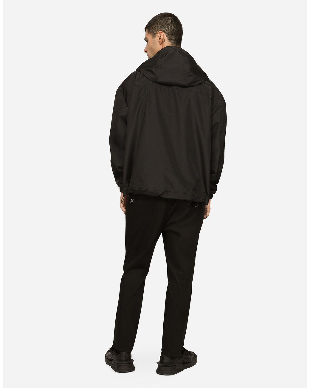 Dolce & Gabbana Black Zippered Hooded Casual Jacket for men
